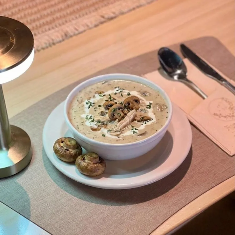 كريم مشروم مع الدجاج - creamy mashroom soup with chicken